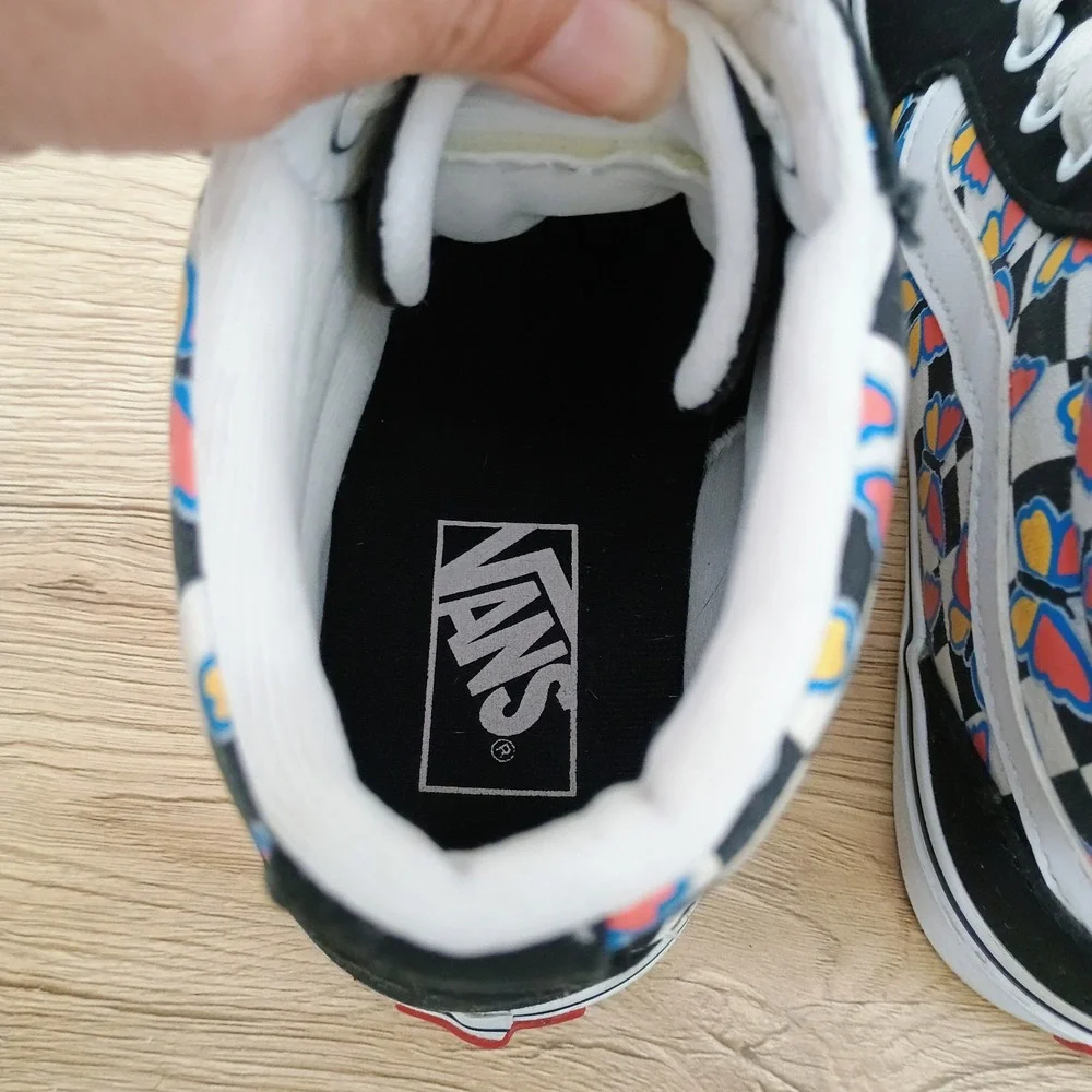 Vans Sk8-Hi Butterfly Checkerboard High Top Sneakers Women's 8.5 Canvas Shoes
